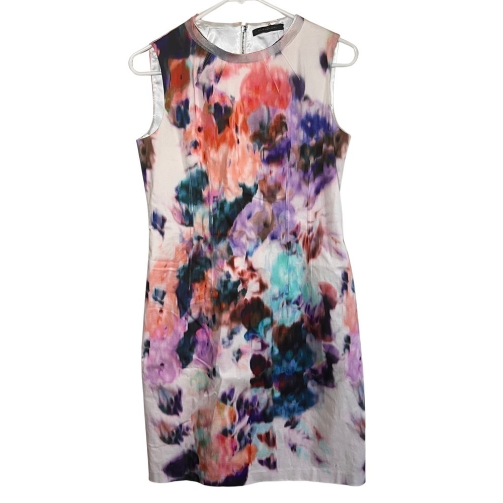 Elie Tahari Watercolor Bodycon Lined Mini Dress Size 6